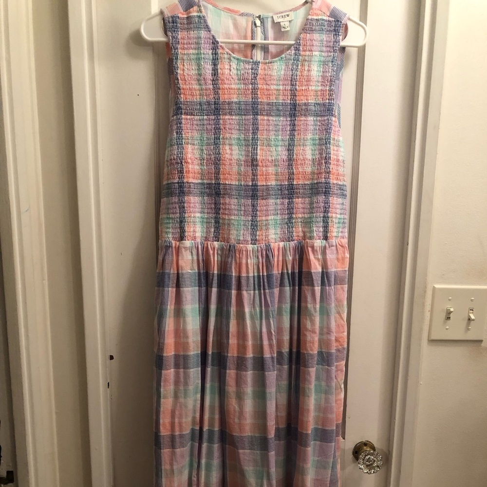 J. Crew Pastel Plaid Sleeveless Dress